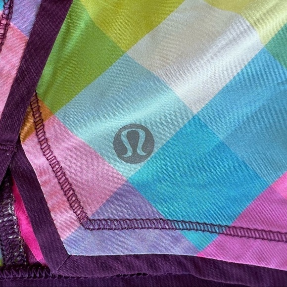 Lululemon Shake & Break Running Gym Shorts Sea Check Multi / Plum W7886S Lined - Picture 7 of 9